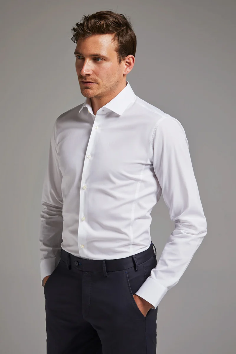 Hemd Body Fit Stretch Weiss